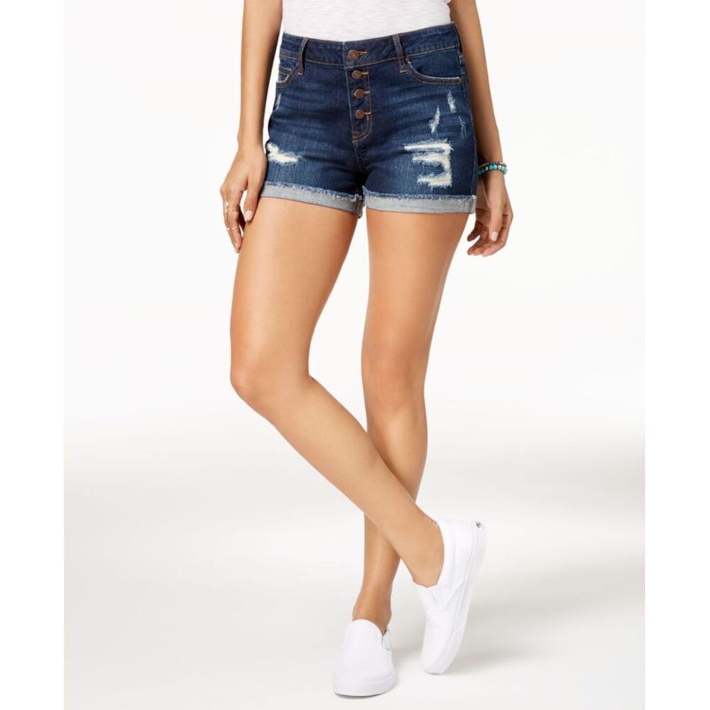 Black Daisy Juniors' Ripped Denim Shorts